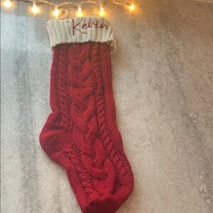 Kevin emroidered Red Knit Christmas Stocking